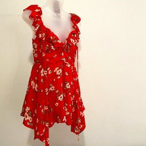 Red Floral Romper / Dress